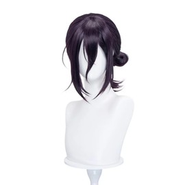 KIRA KIRA Anime Cosplay Wig Women 35cm Deep Purple Ponytail Wig for Halloween
