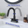 Kablle Bathroom Sink Faucet with Pull Down Sprayer 3 Holes,