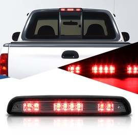 Auto Dynasty Full LED Third Brake Light High Mount Rear Stop Parking Lamp Compatible with Ford F150 F250 F350 Bronco 92-97, Chrome Housing Smoked Lens