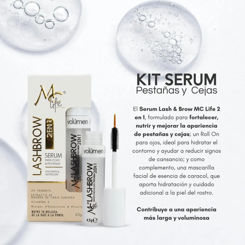 Kit Serum Pestaas Cejas Roll On Ojos Mc Life Regalo