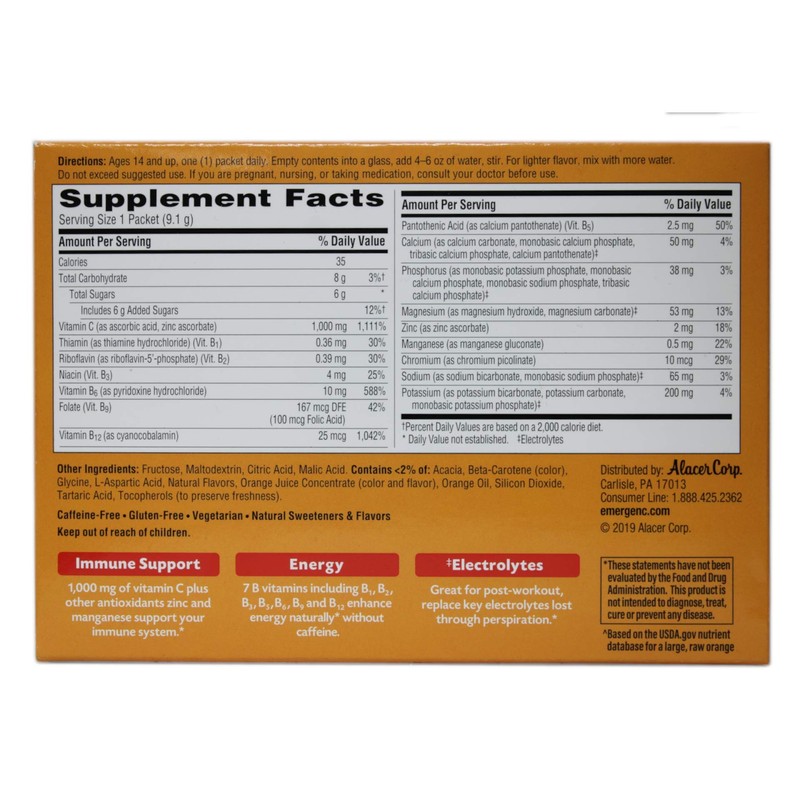 Emergen-C 1000 mg Vitamin C - Super Orange Flavor Pack
