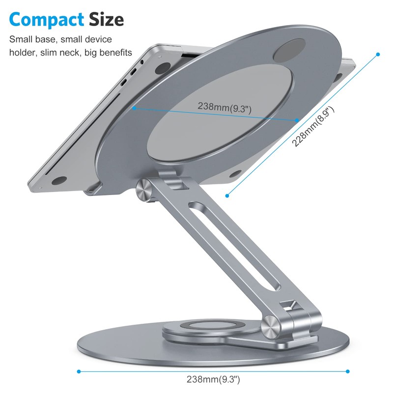 OMOTON Adjustable Laptop Stand with 360 Rotating Base, Ergonomic Laptop