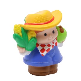 Fisher-Price Replacement Part for Collectible Little People Stable Barn Animal Sounds Farm Playset 77973 - Replacement Farmer Jed Figure in Straw Hat Holding Corn and Apple