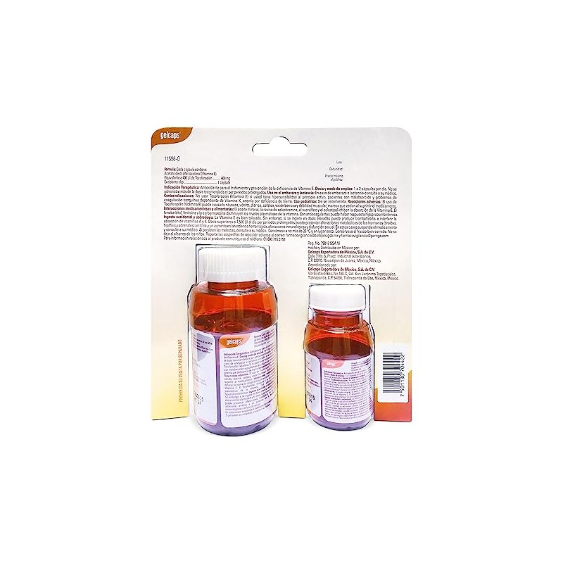 GELCAPS Vitamina E 400mg Dúo 120 Cápsulas Antioxidante