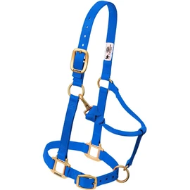 Weaver Leather Original Adjustable Chin and Throat Snap Halter, Blue, Yearling Horse Size