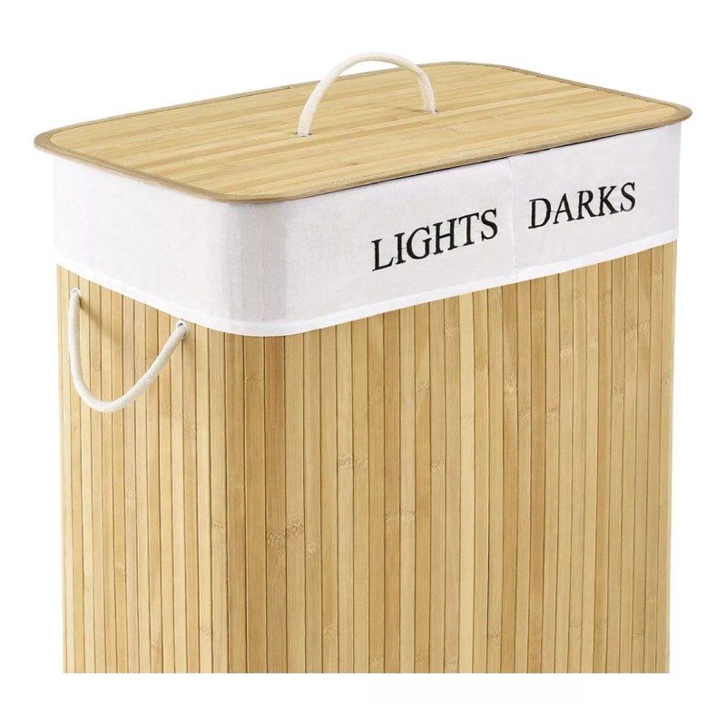 Makom Home Cesto Para Ropa Sucia De Bambu Con Division