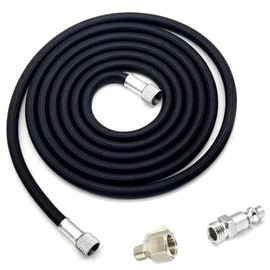 6-Ft Braided Airbrush Air Hose Standard 1/8" Ends and 1/4" Bsp Hose Adaptor with Univesal US Quick Connect Plug