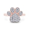 AFFY Round Shape White Cubic Zirconia Dog Pawprint Ring in