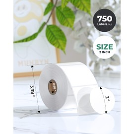 MUNBYN MUNBYN 2 Inch Circle Thermal Sticker Labels, Self-Adhesive Round Direct Thermal Labels for Business, 750 Sheets/1 Roll