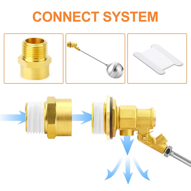 GASHER 2PCS 1" 304 Stainless Steel Float Ball Valve with