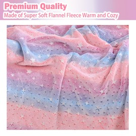 softan Kids Stars Throw Blanket Glow in The Dark, Kids Blanket Gifts for Girls & Boys, Soft Cozy Flannel Luminous Stars Blanket for Sofa Couch Bed, Christmas Birthday Gift for Kids Toddler, 30x40IN