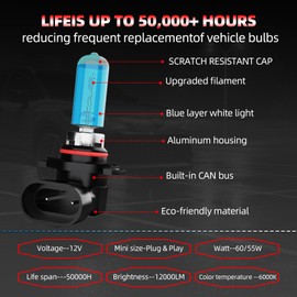 TTDBDAN Upgraded Headlight Bulbs Fit For Toyota RAV4 2016-2018,9012 High Low Dual Beam H11 Fog Light Bulbs,High Performance Halogen Headlights Bulb Combo,Super Brighter 6000K White,Plug n Play,4-Pack