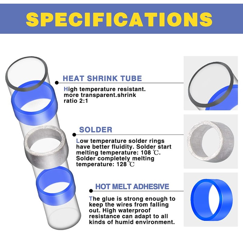 haisstronica 400PCS Solder Seal Wire Connectors,Heat Shrink Butt Connectors, Insulate