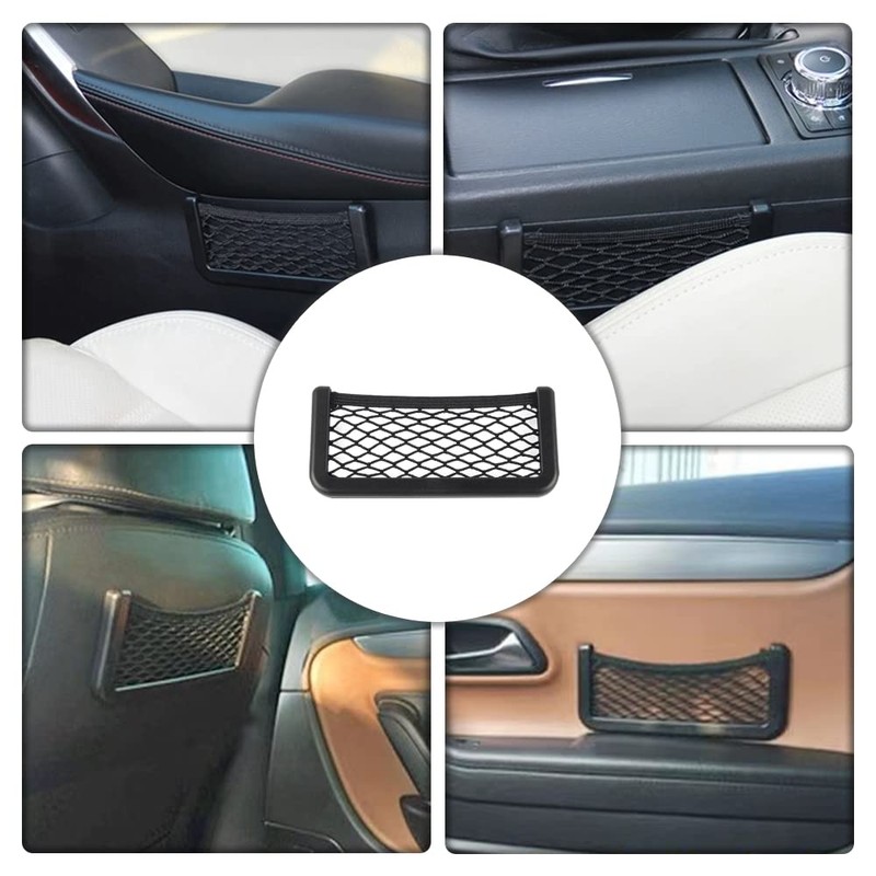2 Pcs Car Storage Net Bags Black Mesh Organizer Nets