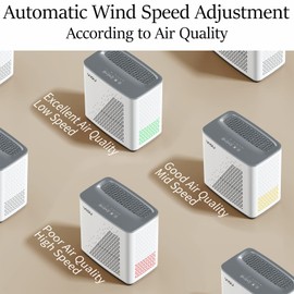 YIOU Air Purifier for Home Large Room up to 547 ft², H13 True HEPA Air Filter 20dB Air Cleaner Odor Eliminator for Allergies Smoke Dust Pollen, Grey, 7"D x 11.5"W x 11.7"H