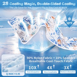 Uspring Cooling Quilts King Size Reversible Coastal Bedding Set, 3Pcs Lightweight Breathable Cool Comforter for Hot Sleepers, Summer Bedspreads Coverlet Sets with 2 Pillow Shams (Blue, 104'' x 90'')