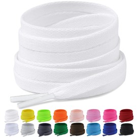 Puzeam Shoelaces, Sneakers, 2 Pairs (4 Pieces), Thick, Non-Slip, Non-Loose, Shoelaces, 39.4, 55.2, 55.1, 55.1, 63.1 inches (100, 120, 140, 160, 180 cm), Flat Laces, 17 Colors Available, white, 120