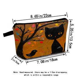 MoCaliduccious Cute Travel Makeup Bag Oil Painting Black Cat Print Cosmetic Case for Women Organizer Toiletries Bag for Travel
