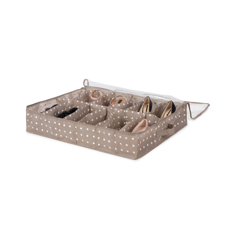 Compactor Rivoli 12 Compartment Under bed Shoe Storage Bag, Cappuccino/White