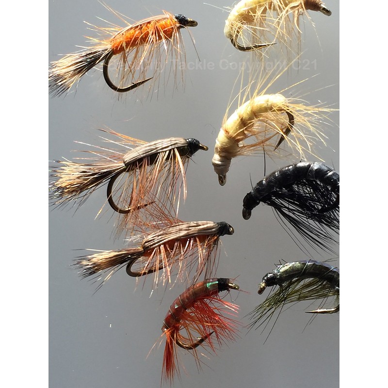 Fishing Flies SHRIMP and CRAWLING NYMPHS Twelve Pack size 8-12