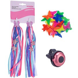 arricraft 1 Pc Bike Bell and 2 Pcs Bike Streamers with 24 Pcs Butterfly Bicycle Wheel Spoke Beads for Cute Bicycle Accessories