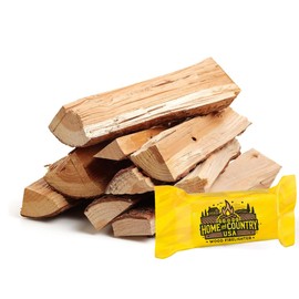Seasoned Firewood by Home and Country USA. Hardwood, Kiln Dried firewood for Outdoor fire pits, Wood Burning stoves, and Campfires. Comes in 25LB Bundles (Without Starter)