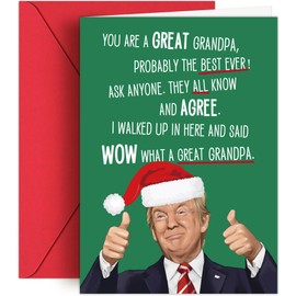 HiFuler Trump Grandpa Christmas Card - 5" x 7" Funny Trump Christmas Cards with Envelopes, Christmas Greeting Cards, Christmas Gifts for Grandpa from Grandson Granddaughter, Perfect Stocking Stuffers