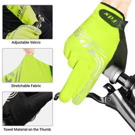 FDX Full Finger Winter Cycling Gloves, Thermal Warm, Water Resistant, Windproof, Anti-Shocking Gel Padded Palms, Touchscreen, Breathable, Anti-Slip Men Women, Racing, MTB, Riding, Running(Yellow XXL)