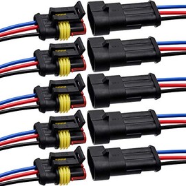 3 Pin Connector waterproof Connector,Male and Female Way 20-18 AWG wire Suitable for car Truck, boat and Other wire Connection (5 kit)