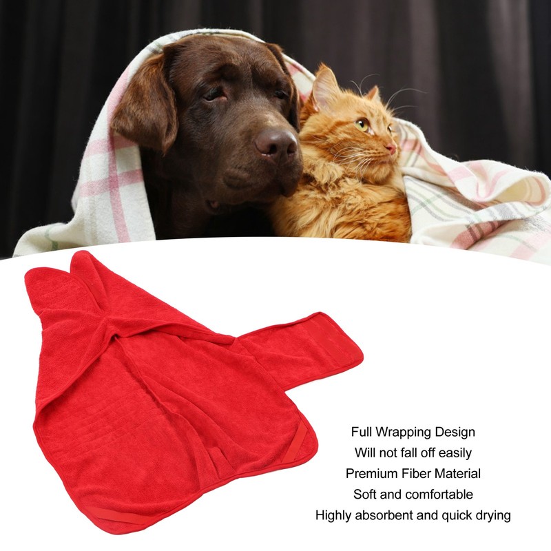 Pet Bathrobe Towel Soft Strong Absorbent Fast Drying Cat Dog