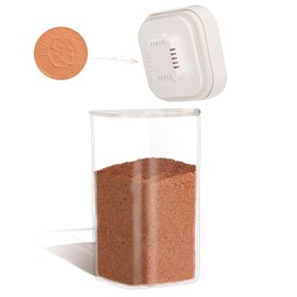TekCuby Brown Sugar Keeper Container, Airtight Brown Sugar Container with Terracotta Brown Sugar Saver Disc, 1.8QT Stackable One-Touch Lid, Fits 2 lb Bag
