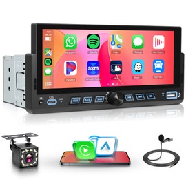 Car Stereo Single Din Wireless Carplay 6.86 inch Touch Screen Android Auto, Rimoody Car Radio with Bluetooth 5.2 Mirror Link FM/EQ USB/AUX/TF/SWC/MIC Car Audio Receiver with Backup Camera