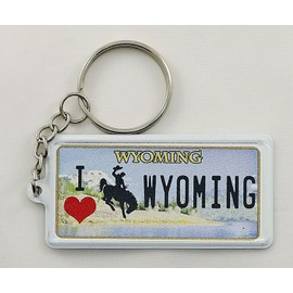 Wyoming License Plate Aluminum Ultra-Slim Souvenir Keychain 2.5"x1.25"x0.0
