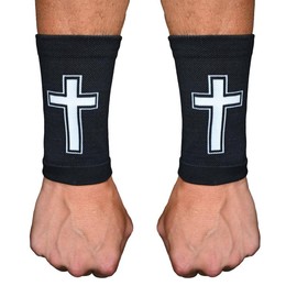 Elite Athletic Gear Faith Cross Black Wrist Support Sleeves - SIZE: ADULT