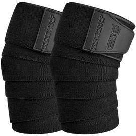 EVO Fitness Knee Wraps for Weightlifting 80" Knee Support Knee Sleeves Weight Lifting Women Men for Squats Bandage Leg Press Deadlifts Knee Straps Gym Knee Sleeves Elasticated Powerlifting (Black)