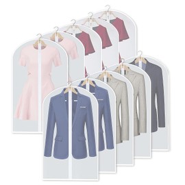 10 Pzs Protector de Ropa Colgante, Fundas Ropa Transparente con Cremallera Completa Antiestático, Anti-Polvo y Transpirable, Reutilizable Portátil Bolsa de Ropa para Trajes, Chaquetas, Faldas