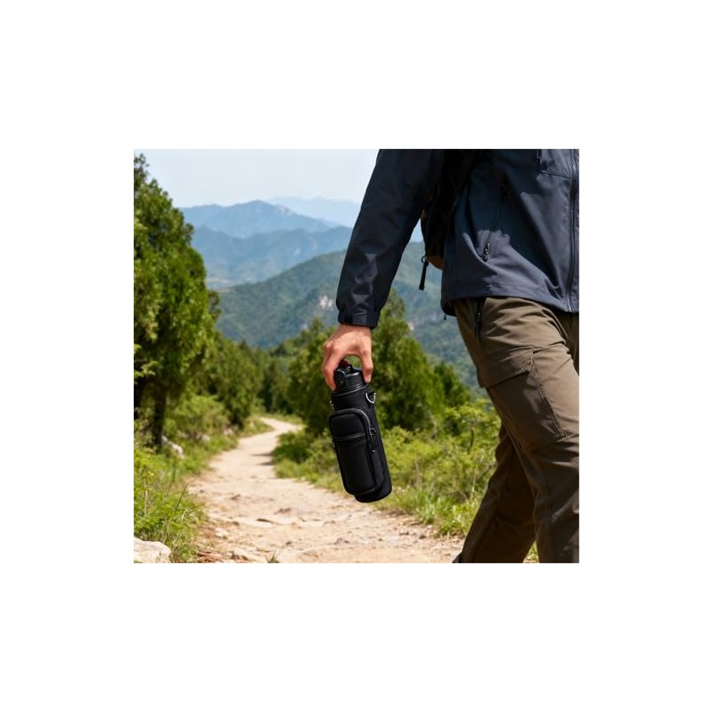 Insulated Water Bottle Holder with Crossbody Strap and Pockets