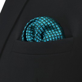 SHLAX&WING Solid Blue Men's Pocket Square Silk Business 32cm, blue