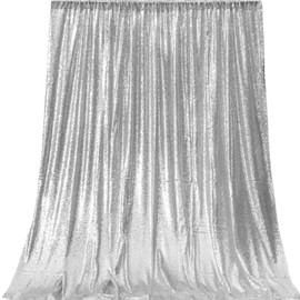 JYFLZQ Silver Sequin Backdrop Curtains 10 x 8 ft (WxH) 1 Panels Glitter Photo Booth Photography Backdrop Backgrounds for Wedding, Birthday Parties