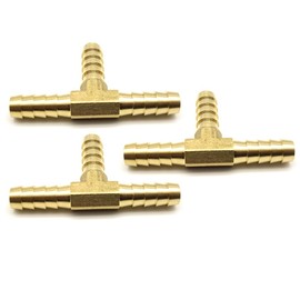 AHFMANG 3 PCS Brass Tee Barb Fitting 5/16" × 5/16" × 5/16" Barb 3 Way Tee Union