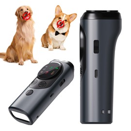 DVONE Anti-Bell Dog Device, 15-30 kHz Anti-Barking Ultrasonic Device, 3-Head Ultrasonic + Flash Mode with LED Torch and Variable Frequency, 13 cm, Mini Size for Small and Large Dogs