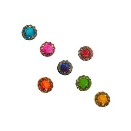 Designer Floral Velvet Bindis with Stone Border – Self-Adhesive Forehead Stickers for Traditional & Festive Wear – Assorted Set of 7