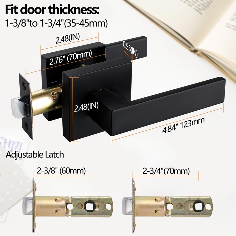 NEWBANG Solid Door Lever Handle Matte Black Finish