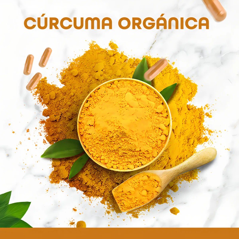 Suplemento Cúrcuma Orgánica 180 cápsulas de 500 mg 100% Natural