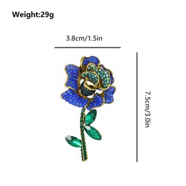 FAIRYGATE Women's Brooches & Pins Flower Anti Exposure Fixed Brooches Rhinestone Brooch Pin for Women Girls Blue Crystal Covered Scarves Shawl Clip Boutonniere Pins Wedding Bouquets B2630