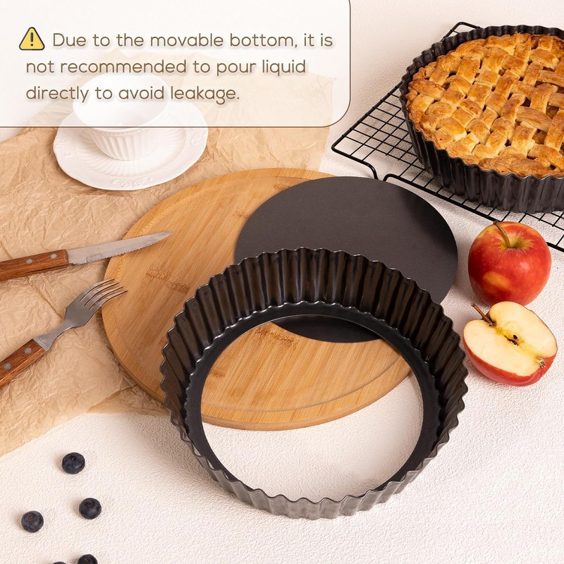 Highkit 24cm / 9.5inch Deep Quiche Tins with Loose Base,