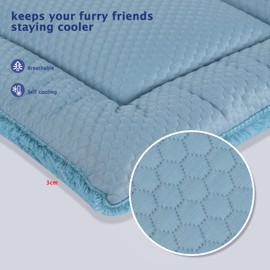 Vetasac Dog Bed Mat, Dog Crate Pad Reversible,Soft Kennel Pad, Washable Dog Crate Mat (Cool and Warm),Pet Sleeping Mattress for Small Medium Dogs XB009 (24''x18'',Blue)