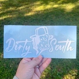 DirtySouth Cow Decal, Multiple Sizes and Colors - Color: Glossy white, Size: 4x9 inches
