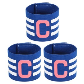 MECCANIXITY Soccer Captain Armband, Nylon Captain Arm Bands for Soccer Elastic Captain C Arm Band Sports Captain Armbands for Football Team Training Youth & Adult Blue, Pack of 3