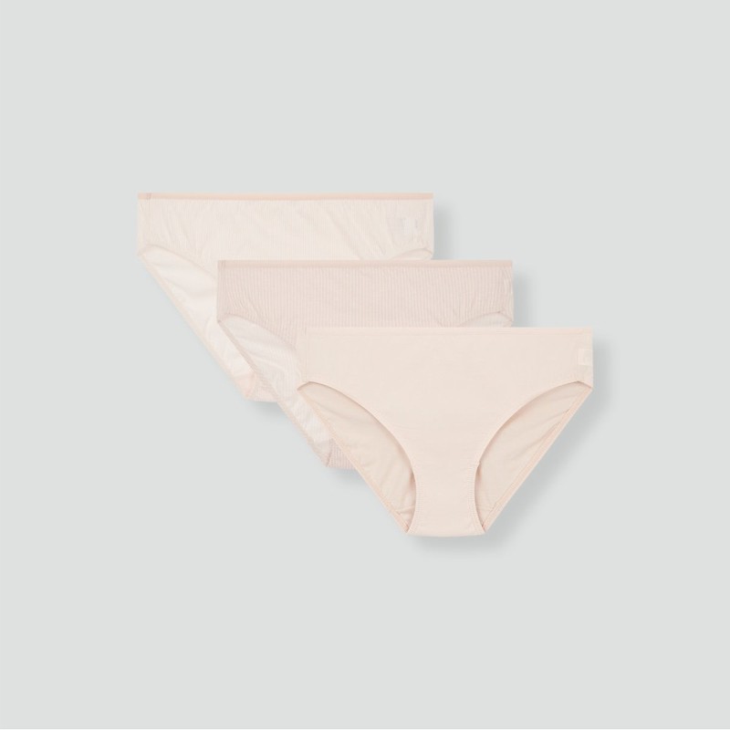 JAJU [JAJU] Women's Cotton Pinstripe Hipster Panties 3-pack (Choose 1